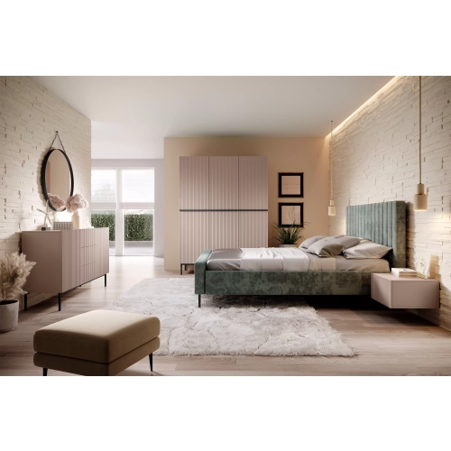 Komoda Nicole 150 cm z szufladami i półkami - szałwia / czarne nóżki - Limitowana oferta